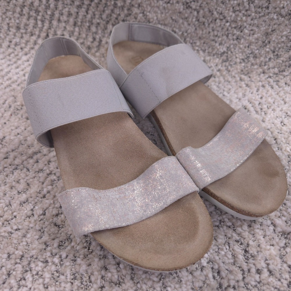 Munro Sandals Womens Size 8 Pisces Wedge Strap Sparkle Gray Comfort Shoes